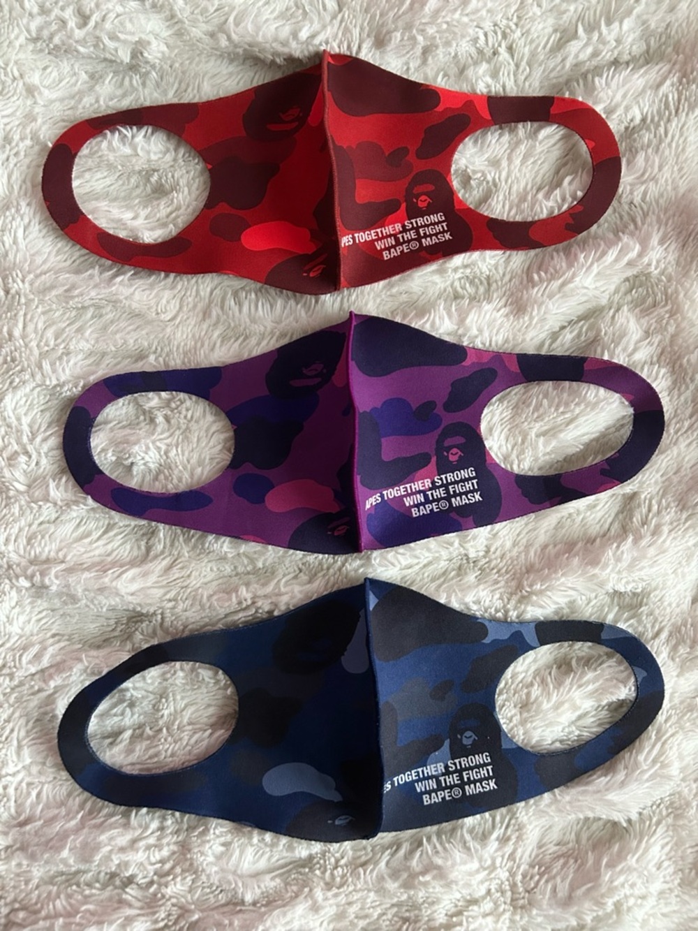 Bape A Bathing Ape Face Mask Set Of Three (3) Authentic Camo Print One Size - Picture 5 of 5